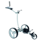 Compact electric golf caddy with powerful battery for all-day walking rounds