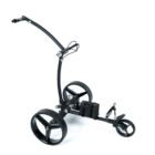 Electric golf caddy with quick-fold frame and waterproof storage