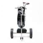 Electric golf caddy with follow function and anti-tip frame design