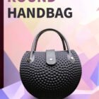 Stylish round lady golf handbag with modern textured design, combining sporty aesthetics with a bold, fashion-forward shape.