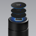 Stainless steel golf water bottle featuring custom branding and LED screen