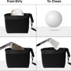 Golf club cleaning bag with towel and brush inside