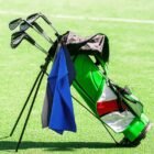 Soft waffle golf towel, attaches easily to golf bags, designed for ball and club cleaning