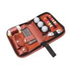 Compact golf accessory storage bag with tees, balls, and scorecard