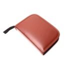 Brown PU golf accessory storage bag with mesh holders